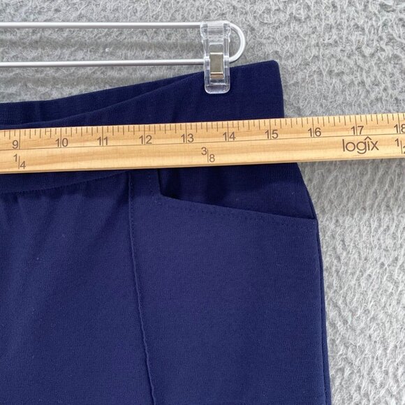 Eileen Fisher Pants Womens Small Navy Pull On Stretch Pocket Ankle Viscose Knit - Picture 6 of 12